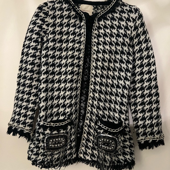 Zara Knit Wool Houndstooth Jacket - Picture 1 of 3